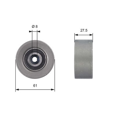 Deflection/Guide Pulley, timing belt GATES T42151