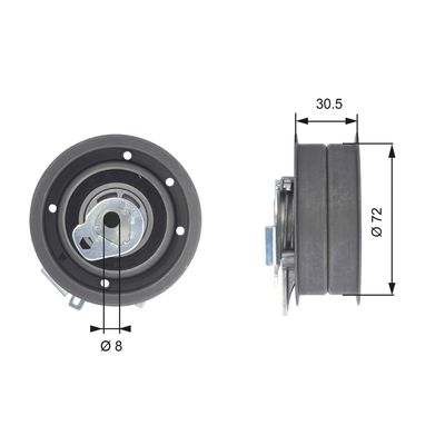 Tensioner Pulley, timing belt GATES T43010