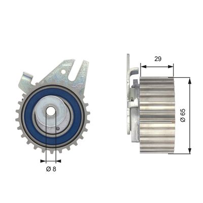 Tensioner Pulley, timing belt GATES T43043