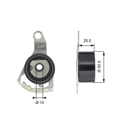 Tensioner Pulley, timing belt GATES T43056