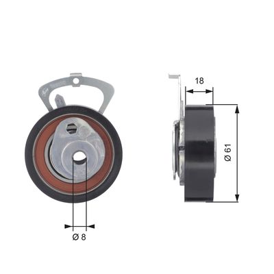 Tensioner Pulley, timing belt GATES T43078