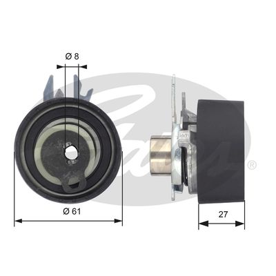 Tensioner Pulley, timing belt GATES T43090