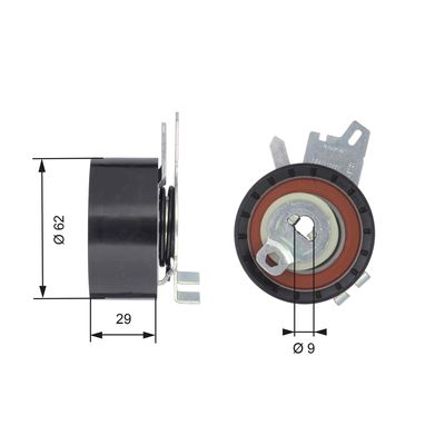 Tensioner Pulley, timing belt GATES T43145