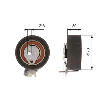 Tensioner Pulley, timing belt GATES T43157