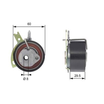 Tensioner Pulley, timing belt GATES T43186