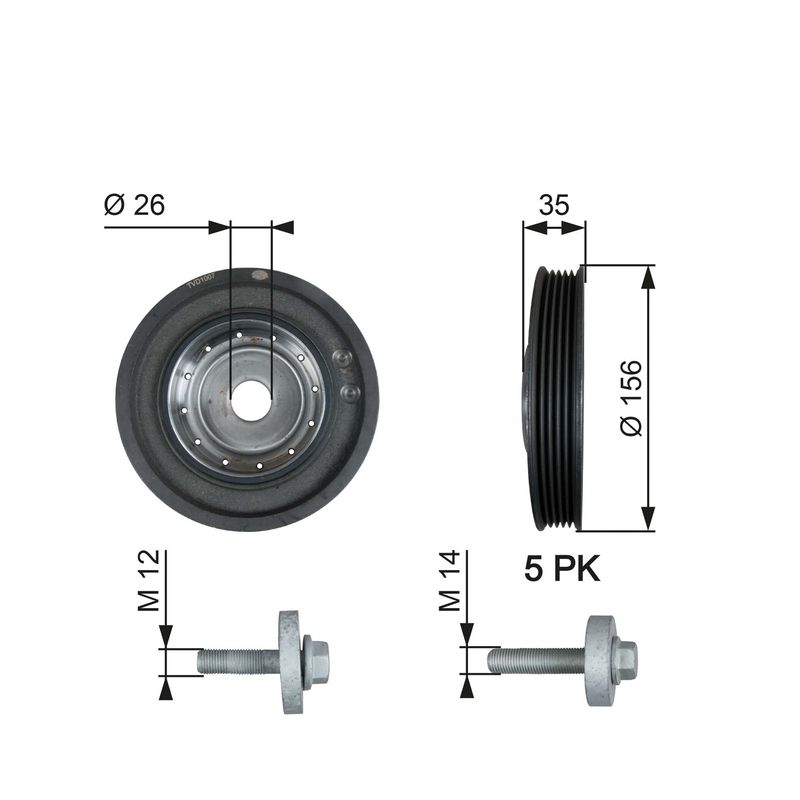 GATES TVD1007A Belt Pulley, crankshaft