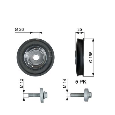 Belt Pulley, crankshaft GATES TVD1007A