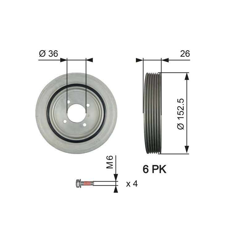 GATES TVD1011A Belt Pulley, crankshaft