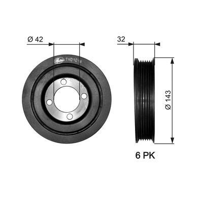 Belt Pulley, crankshaft GATES TVD1016