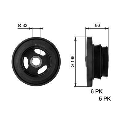 Belt Pulley, crankshaft GATES TVD1019