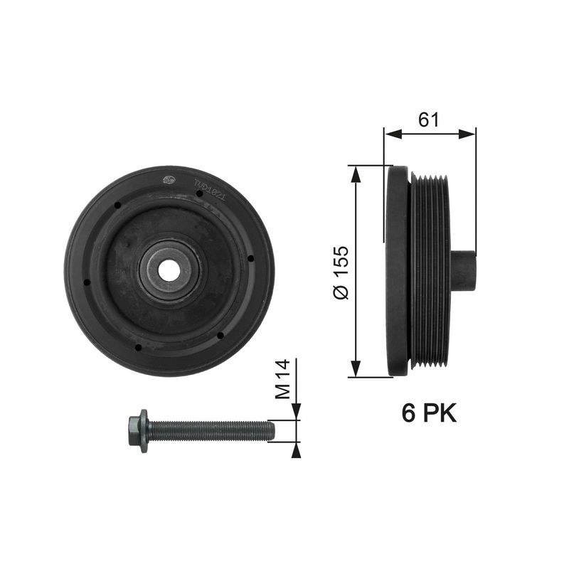 GATES TVD1021A Belt Pulley, crankshaft