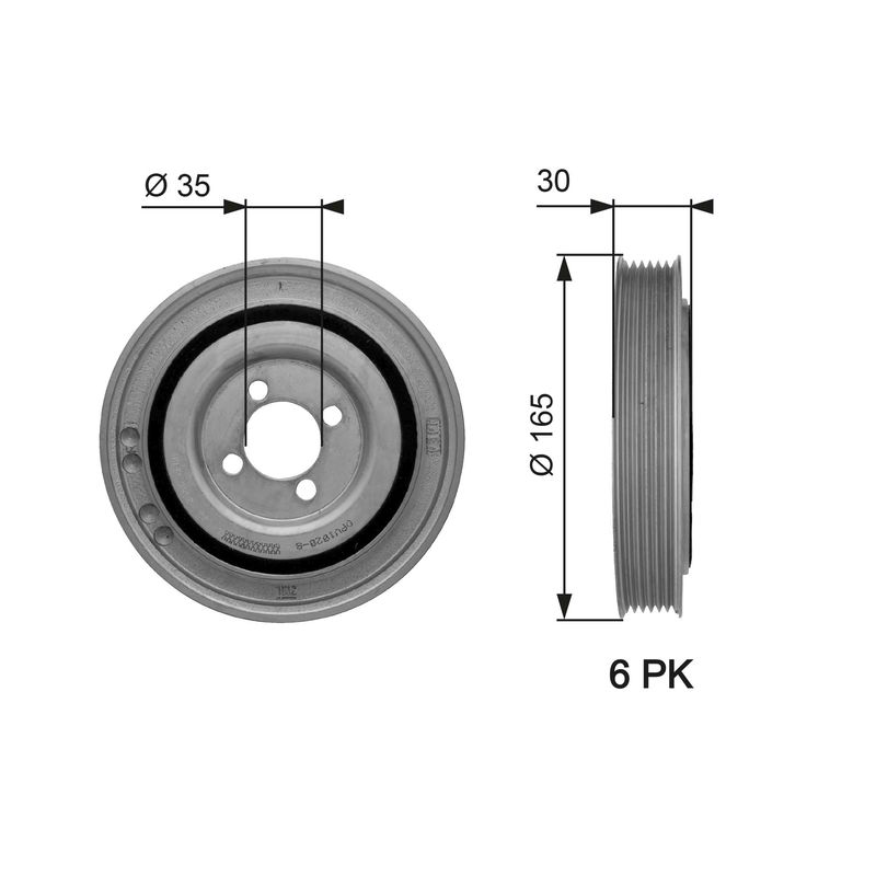 GATES TVD1032 Belt Pulley, crankshaft