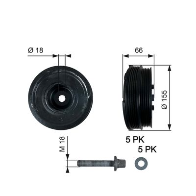 Belt Pulley, crankshaft GATES TVD1037A