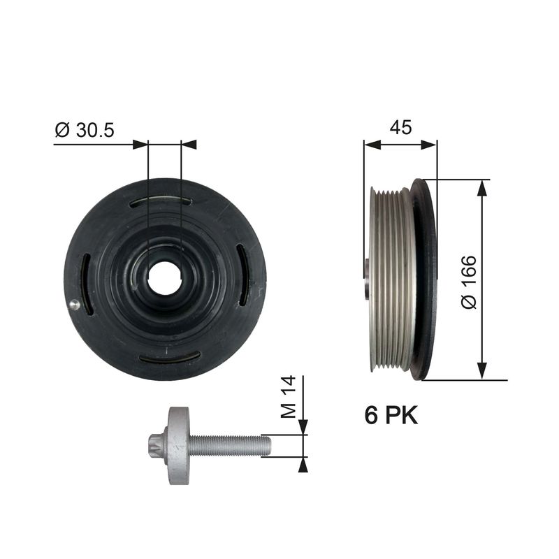 GATES TVD1041A Belt Pulley, crankshaft