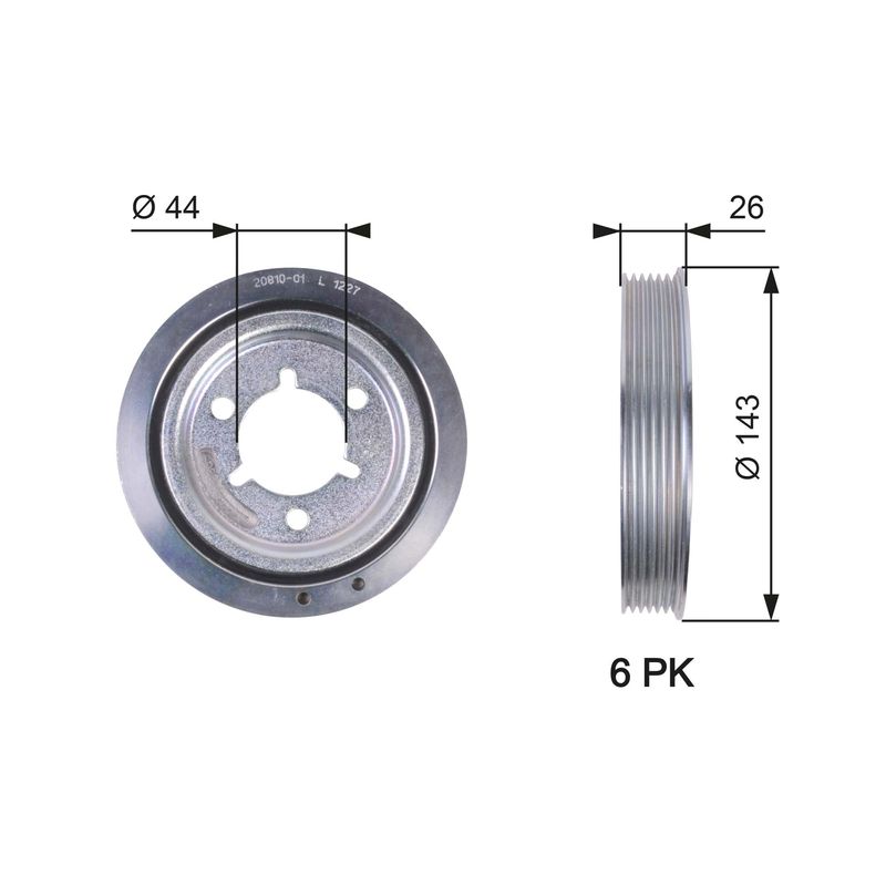 GATES TVD1055 Belt Pulley, crankshaft