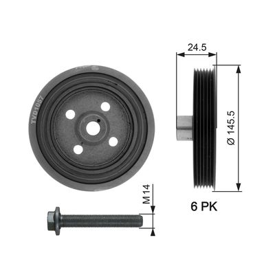 Belt Pulley, crankshaft GATES TVD1057A