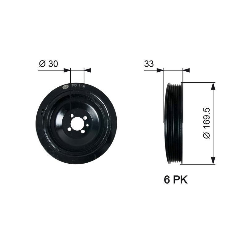 GATES TVD1131 Belt Pulley, crankshaft