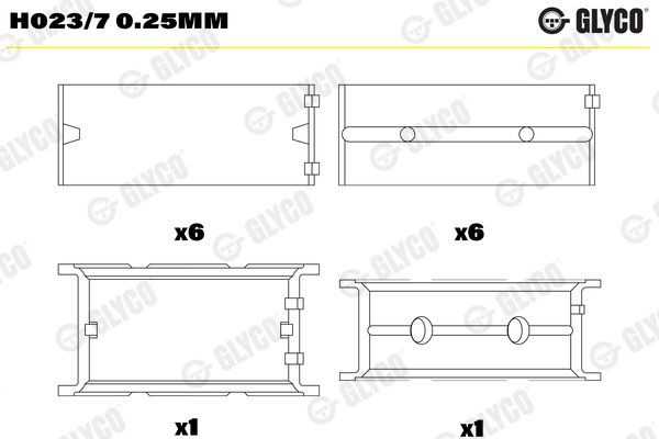 GLYCO H023/7 0.25mm Crankshaft Bearing