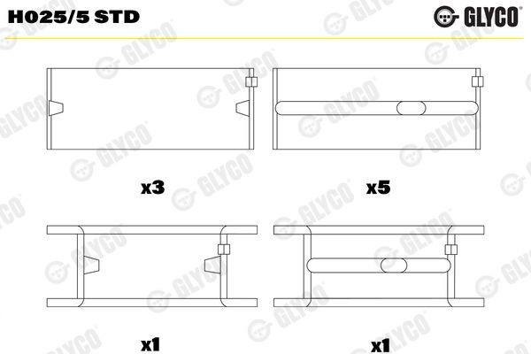 GLYCO H025/5 STD Crankshaft Bearing