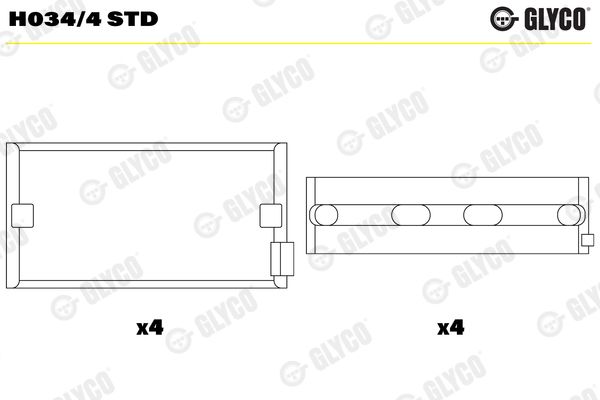 GLYCO H034/4 STD Crankshaft Bearing