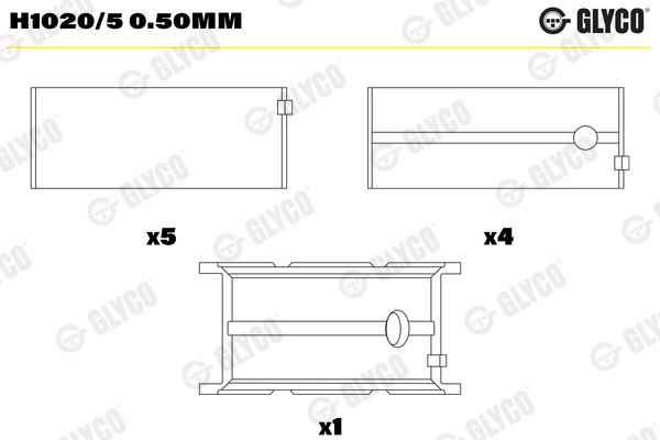 GLYCO H1020/5 0.50mm Crankshaft Bearing