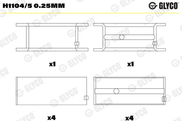 GLYCO H1104/5 0.25mm Crankshaft Bearing