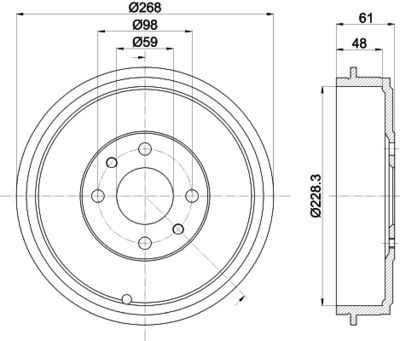 Brake Drum HELLA PAGID 8DT 355 301-091