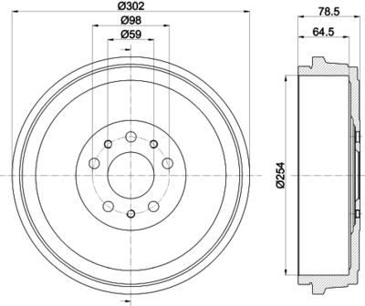 Brake Drum HELLA PAGID 8DT 355 303-341