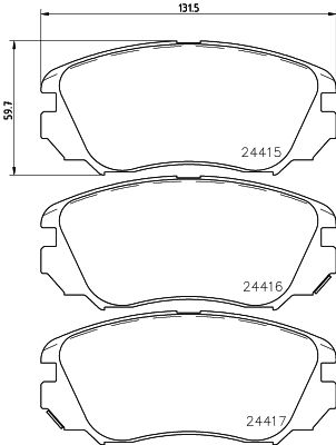 Brake Pad Set, disc brake HELLA 8DB 355 013-051