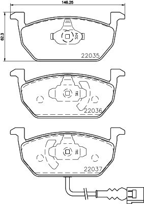 Brake Pad Set, disc brake HELLA 8DB 355 021-951