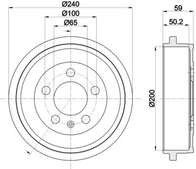 Brake Drum HELLA 8DT 355 300-371