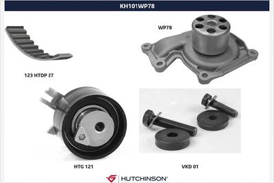 Water Pump & Timing Belt Kit HUTCHINSON KH 101WP78