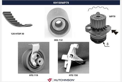 Water Pump & Timing Belt Kit HUTCHINSON KH 150WP79