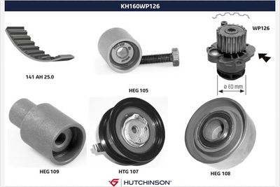 Water Pump & Timing Belt Kit HUTCHINSON KH 160WP126