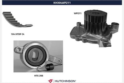 Water Pump & Timing Belt Kit HUTCHINSON KH 304WP211