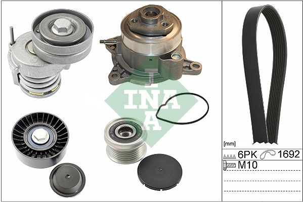 Schaeffler INA 529 0039 30 Water Pump + V-Ribbed Belt Kit