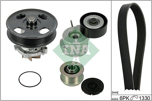 Schaeffler INA 529 0040 30 Water Pump + V-Ribbed Belt Kit