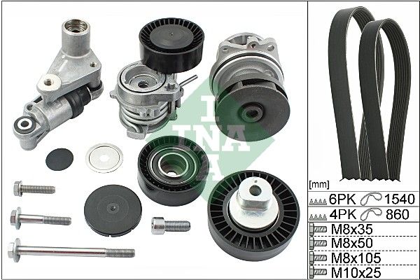 Schaeffler INA 529 0053 30 Water Pump + V-Ribbed Belt Kit