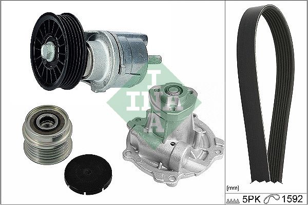 Schaeffler INA 529 0162 30 Water Pump + V-Ribbed Belt Kit