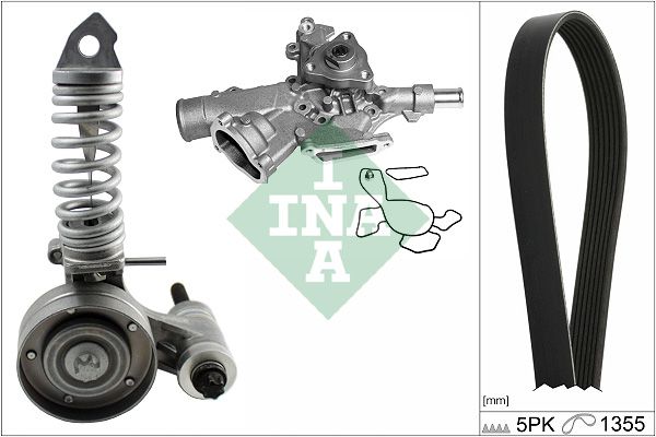 Schaeffler INA 529 0297 30 Water Pump + V-Ribbed Belt Kit