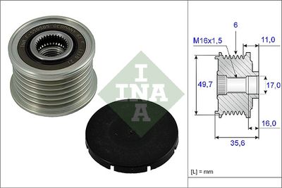 Alternator Freewheel Clutch Schaeffler INA 535 0016 10