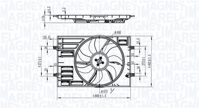 Fan, engine cooling MAGNETI MARELLI 069422828010