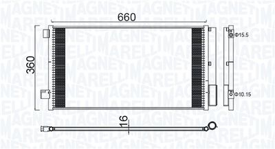 Condenser, air conditioning MAGNETI MARELLI 350203100400