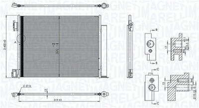 Condenser, air conditioning MAGNETI MARELLI 350203101500