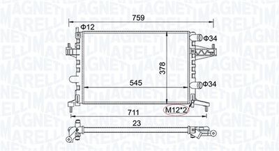 Radiator, engine cooling MAGNETI MARELLI 350213829000