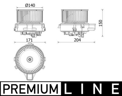 Interior Blower MAHLE AB 284 000P