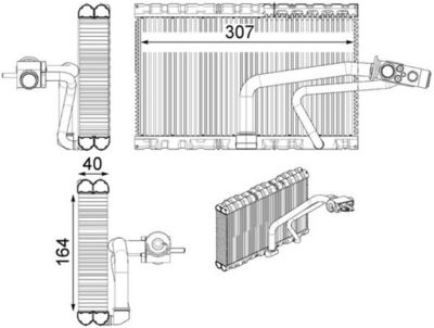 Evaporator, air conditioning MAHLE AE 114 000P