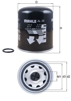 Air Dryer Cartridge, compressed-air system MAHLE AL 26