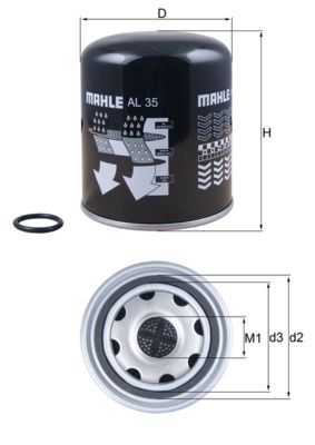 Air Dryer Cartridge, compressed-air system MAHLE AL 35