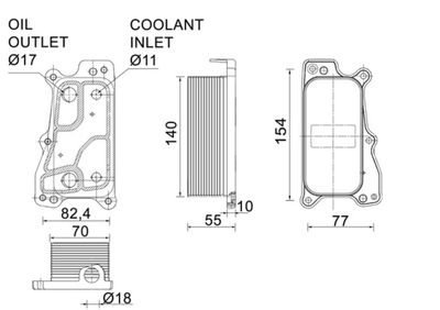 Oil Cooler, engine oil MAHLE CLC 235 000P